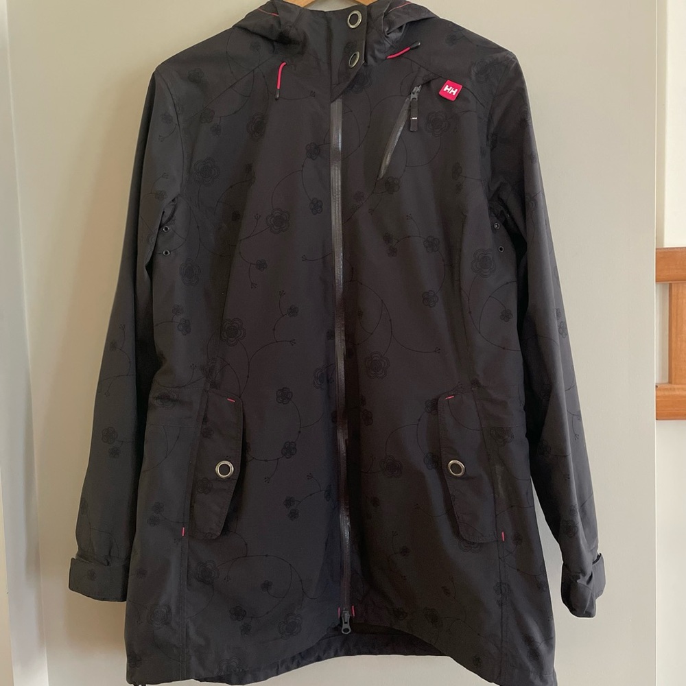 Helly Hansen Black Floral-Print Waterproof Jacket